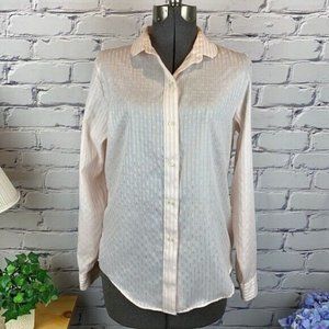 Vintage Womens Pickwick Round Collar Button Down Pink Stripe Blouse Top Sz 14